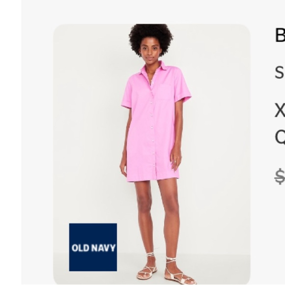 Old Navy Pink Mini Shirt Dress- NWT